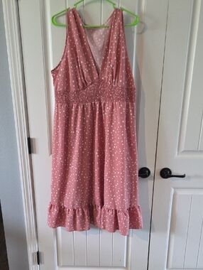 Dusty Rose Polka Dot Sleeveless Sundress